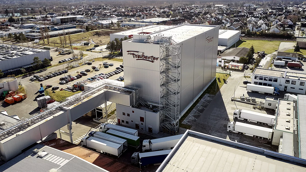 Luftbild des Produktionsgebäudes.